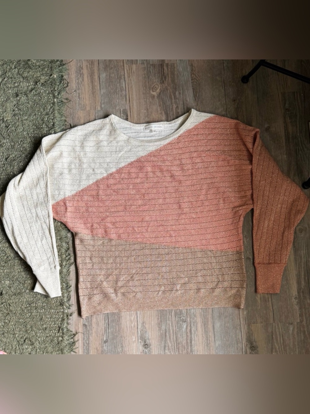 Madison + Hudson asymmetrical color-block knit sweater